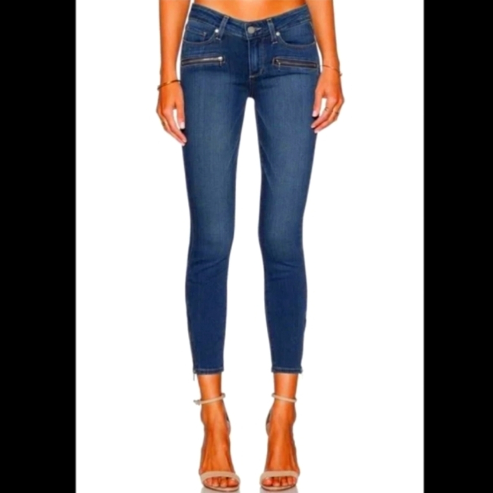 ⚘️PAIGE JANE ZIP CROP Moto Ankle Jean Sexy & so soft!  Sz 28
